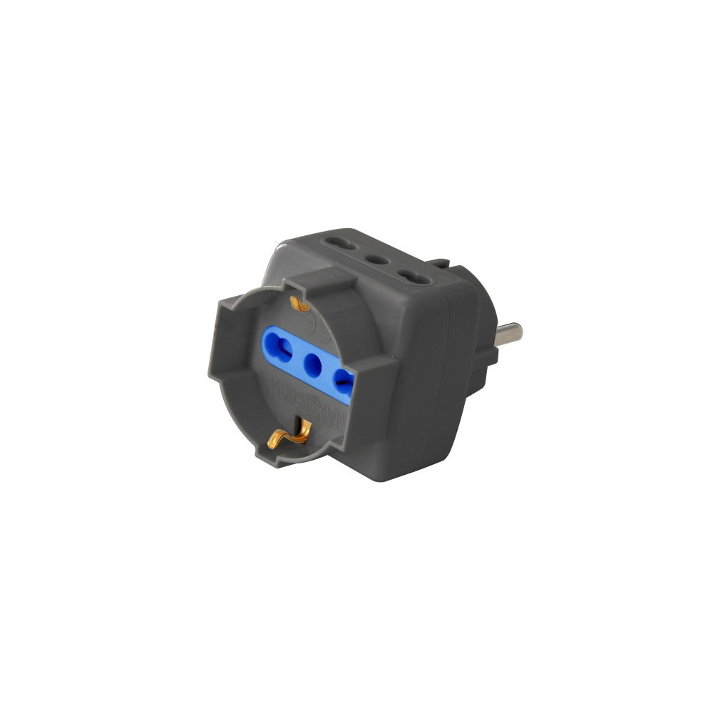 Propart Adattatore triplo 3pos bipasso/schuko spina Schuko nero