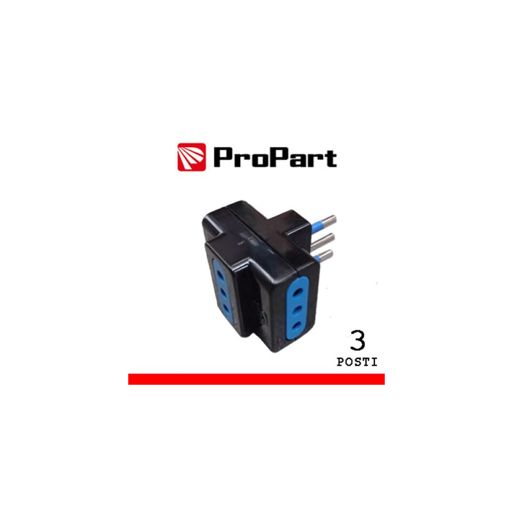 ProPart Adattatore triplo 3pos 10A spina10A polybag nero