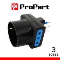 ProPart Adattatore triplo 3pos 10A/schuko spina10A nero