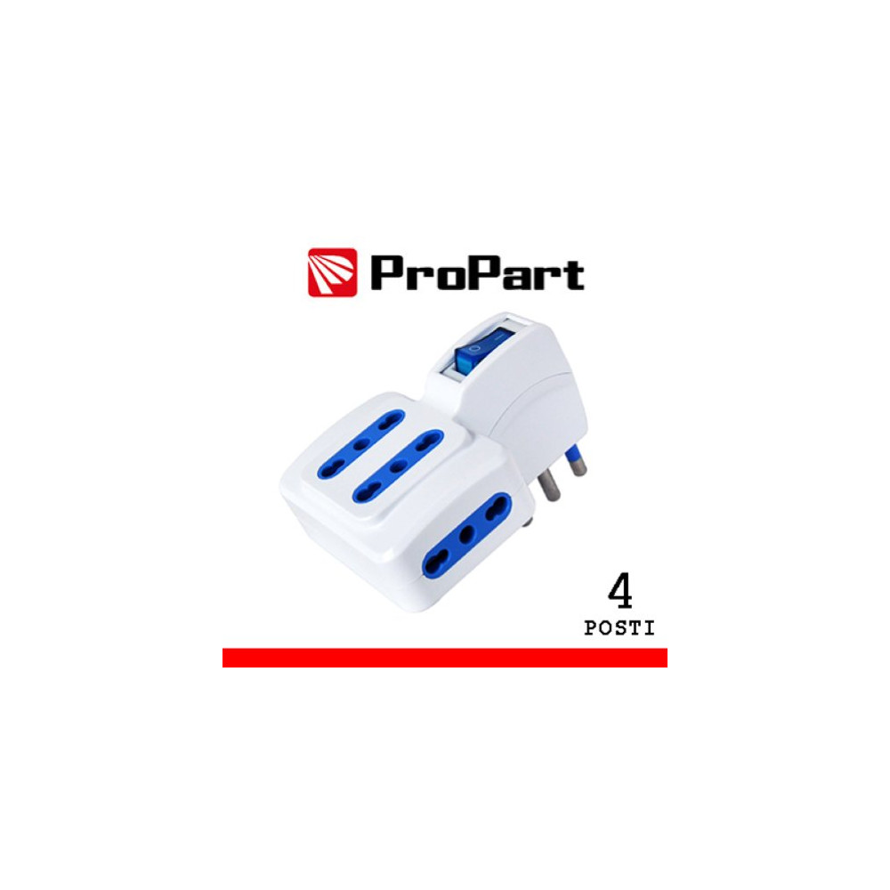 ProPart Adattatore 4pos bipasso spina16A salvaspazio + interr.