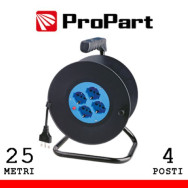 ProPart Avvolgicavo 4pos bipasso/schuko 25metri con protez. termica