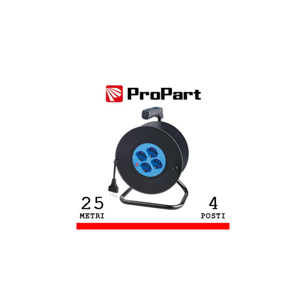 ProPart Avvolgicavo 4pos bipasso/schuko 25metri con protez. termica