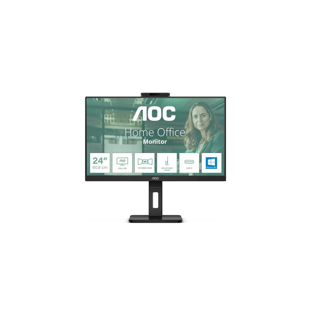 MONITOR AOC 24IPS FHD HDMI DP USBC MM 4XUSB PIVOT REG ALTEZZA WEBCAMERA