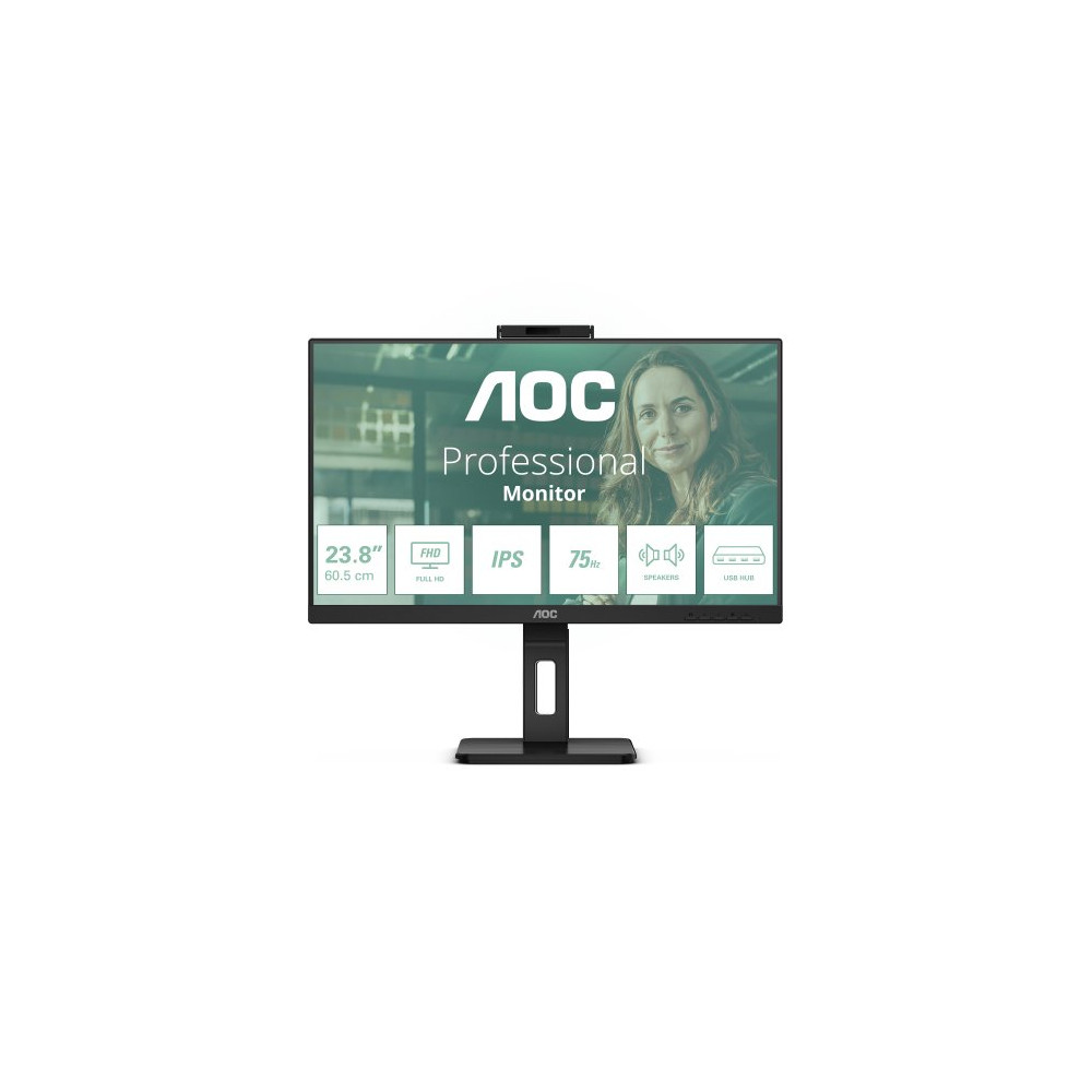 MONITOR AOC 23.8IPS FHD HDMI DP USB MM AOC 24P3QW WEBCAM REG ALTEZZA PIVOT