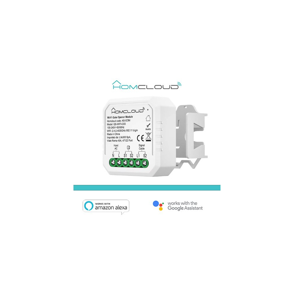 Homcloud Modulo Cancelli/Garage ed Elettroserrature Wi-Fi 1CH incasso