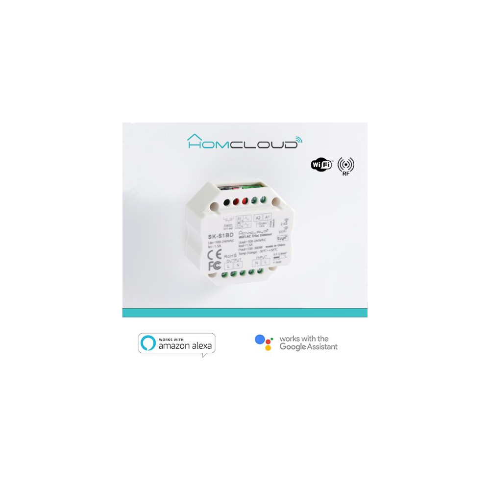 Homcloud Modulo Smart Dimmer 220V AC Triac 1CHx1.5A Wi-Fi+RF 2.4G