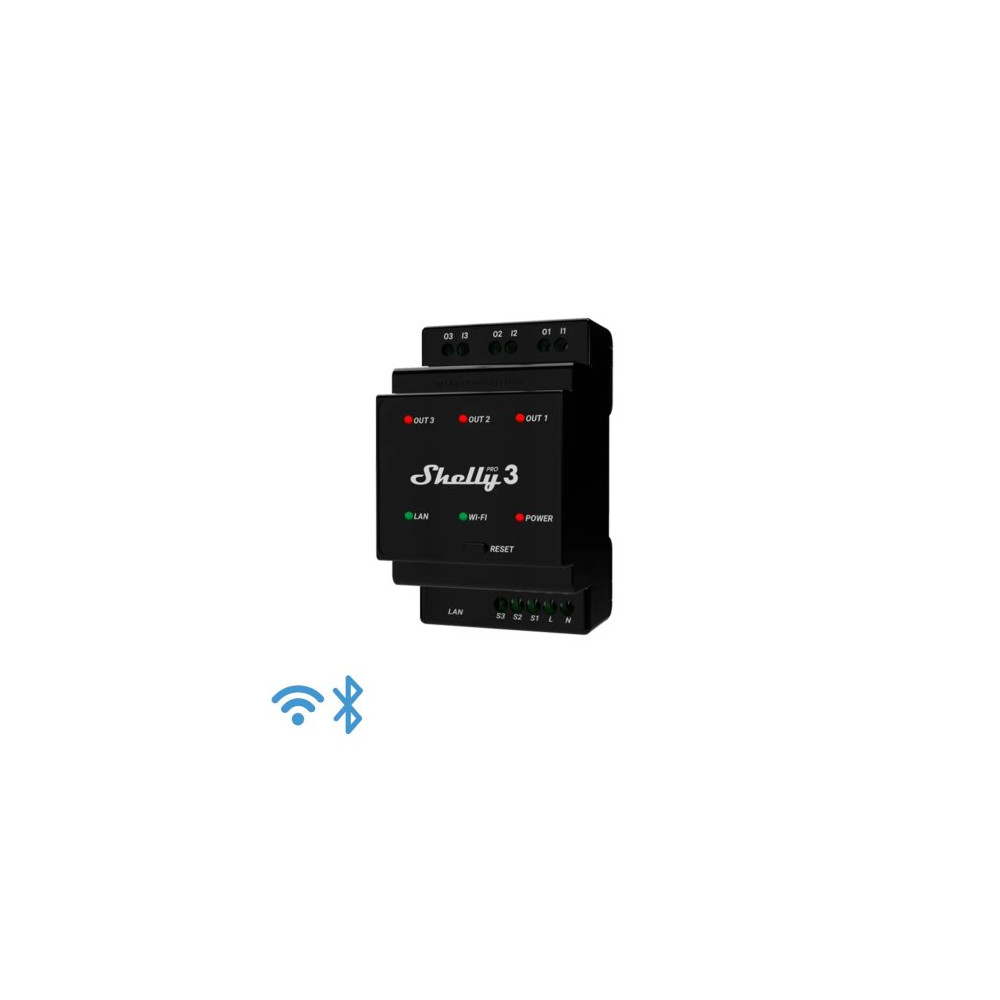 Shelly Pro 3 - IP Smart Relay DIN 3ch. LAN/WiFi/BT