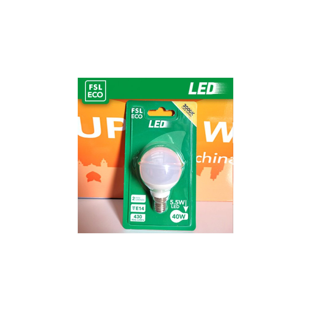 Luce Calda - 3000K Lampada Sfera BLISTER - 5,5W 4000K E14