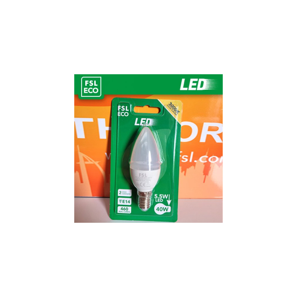 Luce Calda - 3000K Lampada Oliva BLISTER - 5,5W 3000K E14