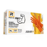RMove 1Conf. da 100pz Tg.XL 8.5gr da Lavoro - Guanti Nitrile Arancione Senza Polvere Full Grip