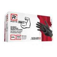 RMove 1Conf. da 100pz Tg.XXL 8.5gr da Lavoro - Guanti Nitrile Nero Senza Polvere Full Grip