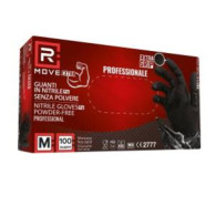 RMove 1Conf. da 100pz Tg.M 6gr da Lavoro - Guanti Nitrile Nero Senza Polvere