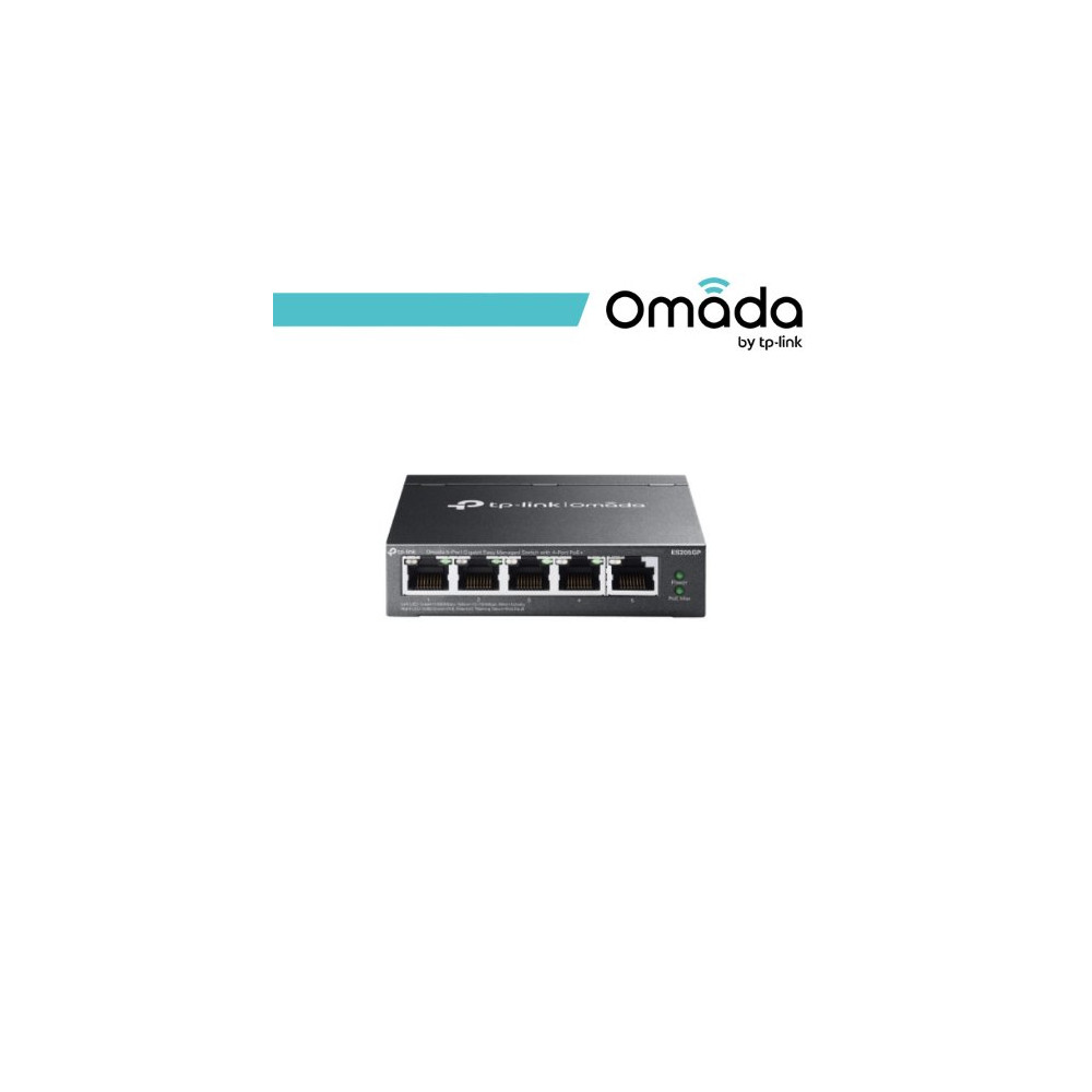 Omada Switch Easy Managed 5 porte Gigabit con 4 porte PoE+ - ES205GP