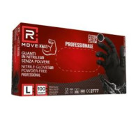 RMove 1Conf. da 100pz Tg.L 6gr da Lavoro - Guanti Nitrile Nero Senza Polvere