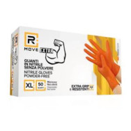 RMove 1Conf. da 50pz Tg.XL 8.5gr da Lavoro - Guanti Nitrile Arancione Senza Polvere Full Grip