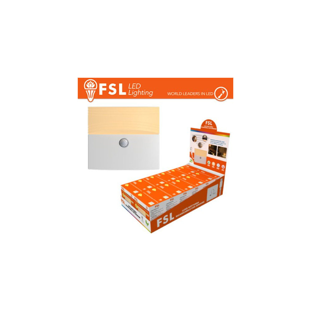 BIANCO LUCE NOTTURNA RICARICABILE CON SENSORE DI MOVIMENTO CON ESPOSITORE