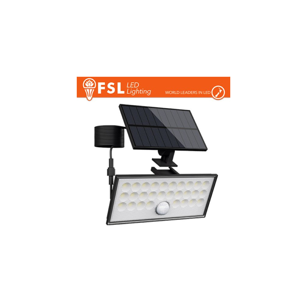 NERO FARO DA ESTERNO SOLARE CON SENSORE DI MOVIMENTO 60W (6 LED)