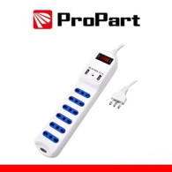PROPART MULTIPRESA 6 POSTI 10/16A BIPASSO 2P+T + 2 PRESE USB 2.1A RICARICA RAPIDA + INT