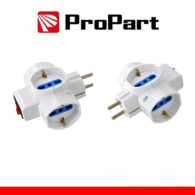 PROPART ADATTATORE 3 PRESE 2P+T 10/16A BIPASSO/SCHUKO CON INTERRUTT. SPINA SCHUKO