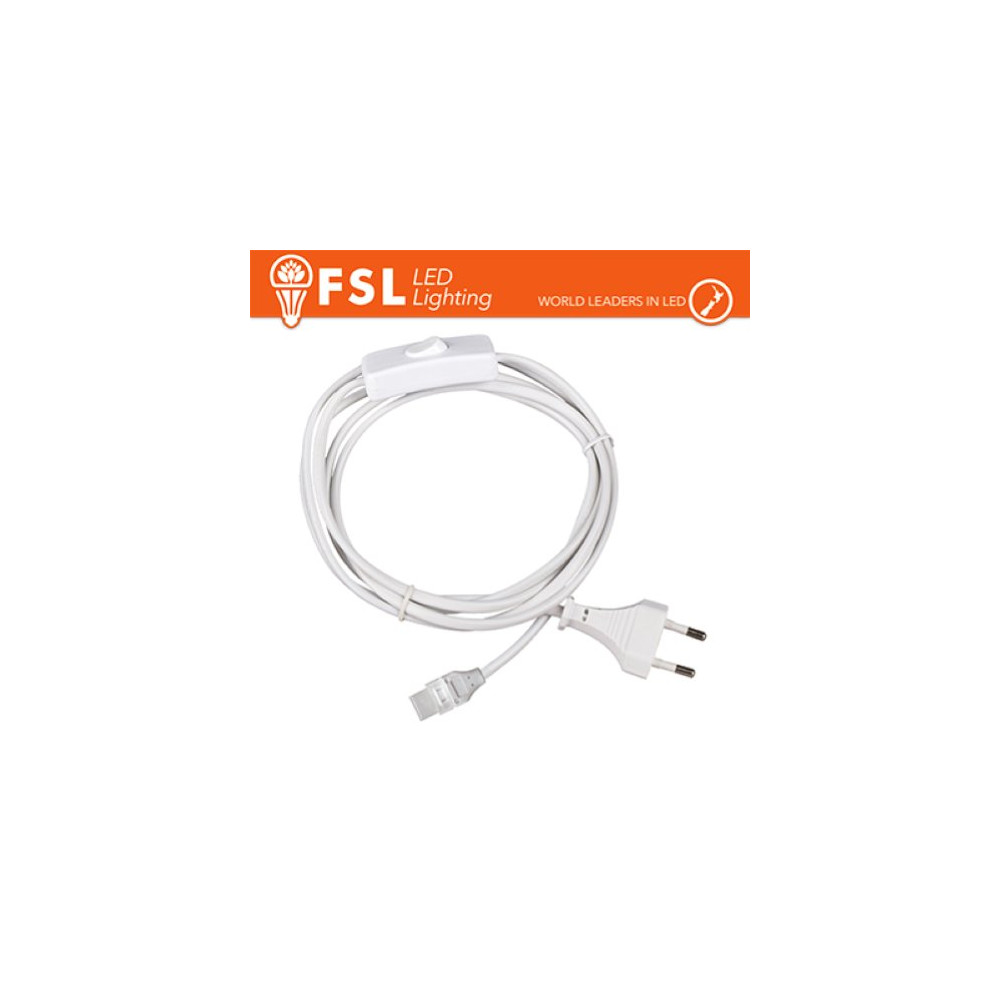 BIANCO CAVO SPINA 1M PER STRISCE LED220V CON INTERRUTTORE