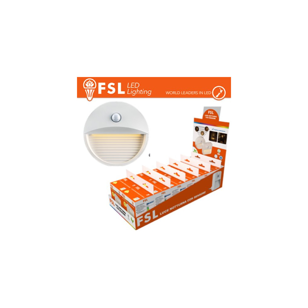 BIANCO LUCE NOTTURNA TONDA CON SENSORE DI MOVIMENTO BISPINA CON ESPOSITORE