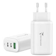 CARICA BATTERIA RAPIDO GAN 3P (2USB -C+1 USB-A) 65WATT BIANCO