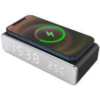 SVEGLIA NERA RICARICA WIRELESS X SMARTPHONE E EARBUDS(DOTATI DI RICAR