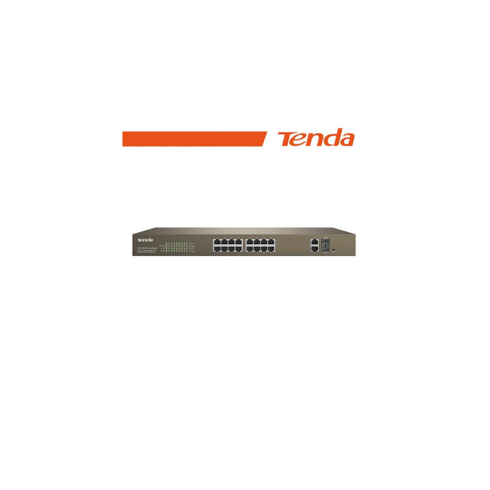 TENDA SWITCH POE WEB SMART 16 PORTE 10/100+2GB+2SFP - TEF1218P-16-250W