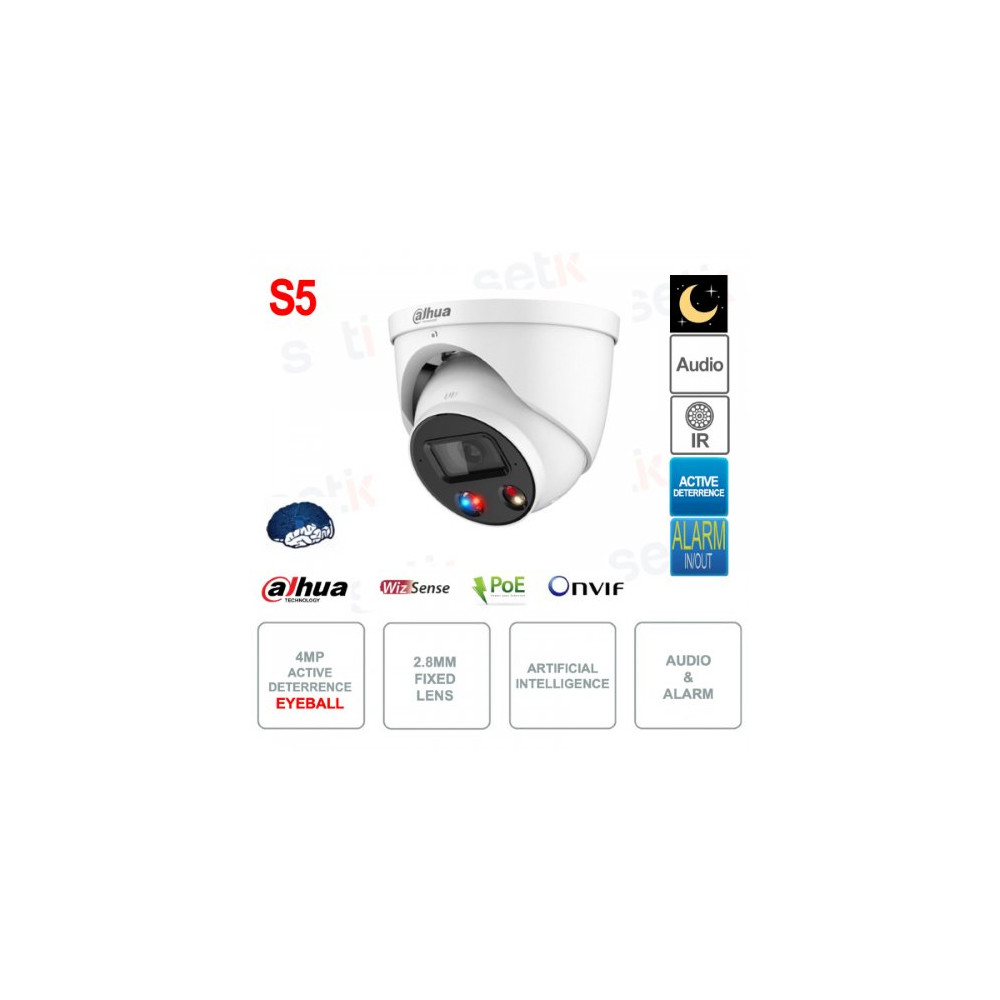 CAMERA IP 4MP AI EYEBALL DUAL LIGHT IR50M IP67 12V POE MICROSD 2.7-13.5