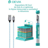 DEVIA ESPOSITORE 30 CAVI DA USB A A LIGHTNING IN CORDA INTRECCIATA