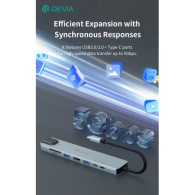 DEVIA TIPO-C HUB 8 IN 1 PD 100W RJ45 USB 3.1 HDMI TF CARD SD