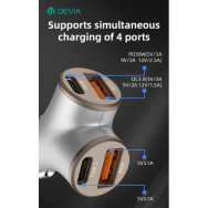 DEVIA CARICATORE RAPIDO DA AUTO CON 2 OUT USB A E 2 OUT TIPO-C 48 WATT