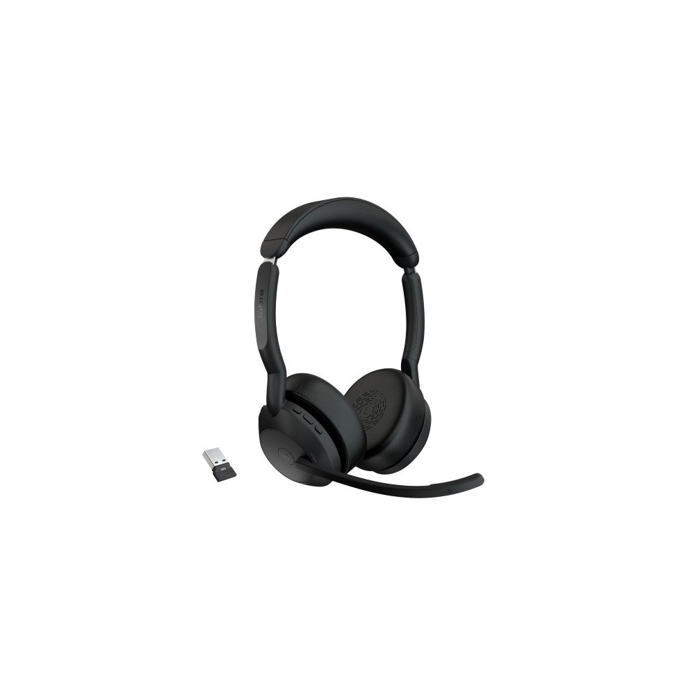 CUFFIA PROFESSIONALE JABRA EVOLVE2 55 STEREO MS BLUETOOTH, CANC. RUMORE, CERT. MICROSOFT - CON LINK 380A