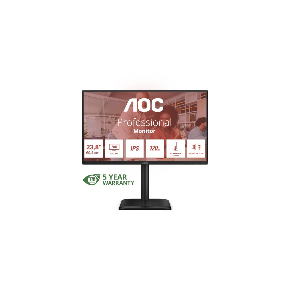 MONITOR AOC LED 23.8" WIDE 24E4U IPS 1920X1080 120HZ 4MS 300CD/MQ 20.000.000:1 2X2W MM REG.H PIVOT VGA HDMI DP USB