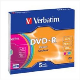 VERBATIM 43557 KIT 5 DVD-R 4.7GB 16X S/C COL
