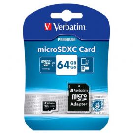 VERBATIM MICRO SD XC 64GB CLASSE 10 CON ADATTATORE SD