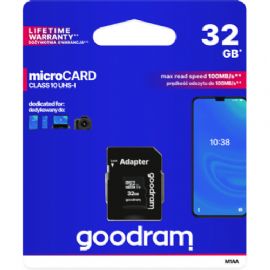 GOODRAM MICROSD 32GB CARD CLASS 10 UHS I + ADAPTER - RETAIL BLISTER