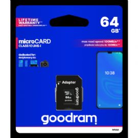 MICROSD GOODRAM 64GB CLASS 10 UHS I + ADPTER, RET. BLISTER