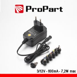 PROPART ALIMENTATORE SWITCHING MULTITENSIONE 3-12V 600MA 7.2W MAX